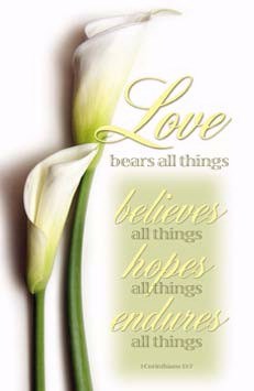 Bulletin-Love Bears All Things  Believes All Things  Hopes All Things  Endures All Things (1 Corin 13:13) (Pack Of 100)