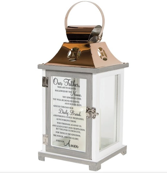 Lantern-Light The Way w/LED Candle & Timer-Lord's Prayer (13.5" x 6.25" x 6.25")