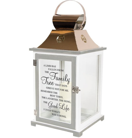 Lantern-Light The Way w/LED Candle & Timer-Family Tree (18.5" x 9" x 9")