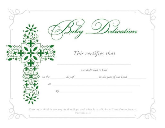 Certificate-Baby Dedication (Proverbs 22:6) (Foil Embossed  Premium Stock) (Pack Of 6)