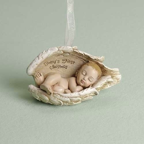 Ornament-Baby'S First Christmas-Baby In Wings (3.5")