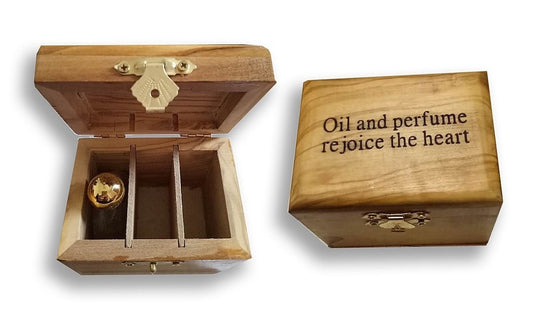 Anointing Oil-Rejoice The Heart In Olivewood Box (#8237)