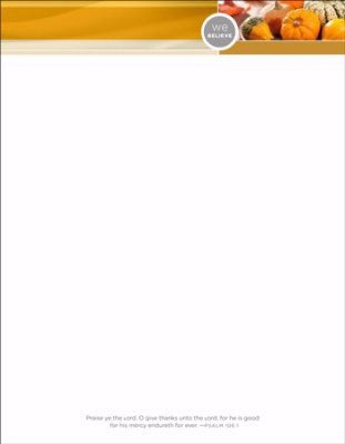 Letterhead-We Believe: Happy Thanksgiving (Psalm 106:1 KJV) (Pack Of 100)