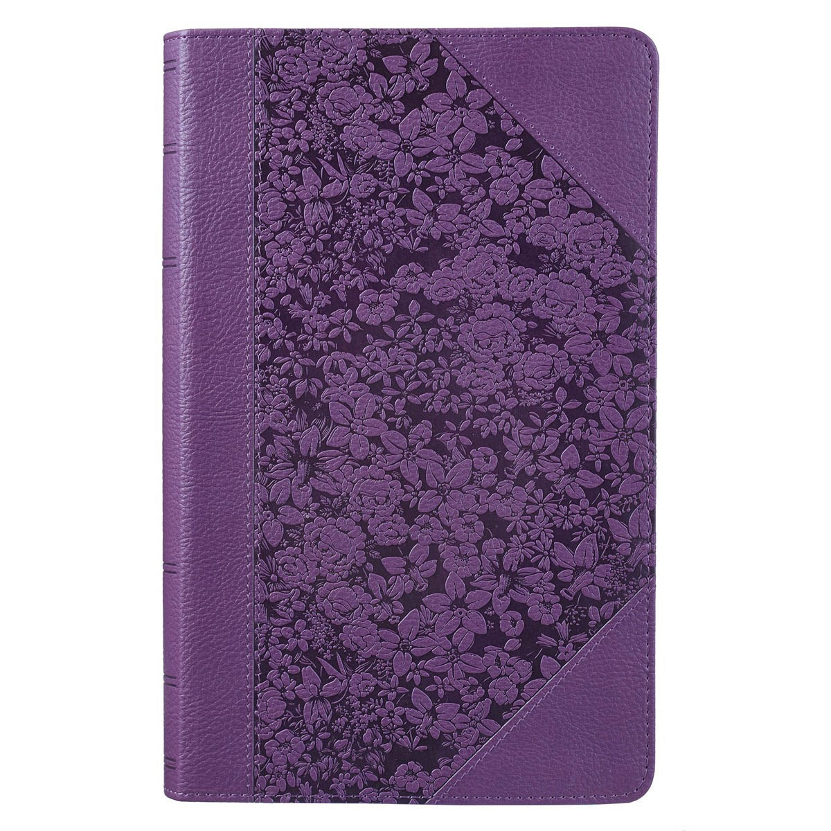 KJV Giant Print Bible-Purple Floral Portfolio Faux Leather