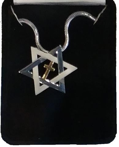 Necklace-Star Of David w/Cross Inside (#9598)