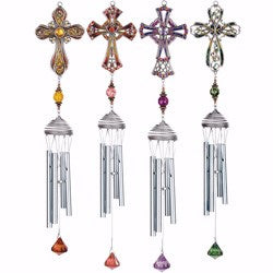 Wind Chime-Pewterworks-Assorted Crosses (63008) (26") (Set Of 4)