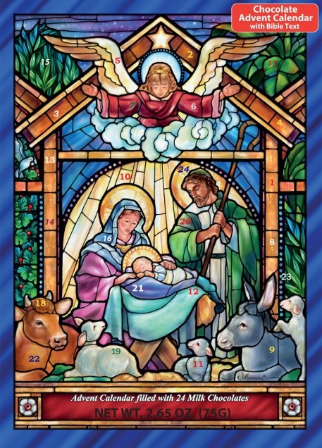 Chocolate Advent Calendar-Stained Glass Nativity (10 x 13.75)