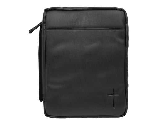 Bible Cover-Imitation Leather-Cross-Black-LRG