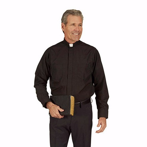 Clergy Shirt-Long Sleeve-Tab Collar-Gray (20 36/37)