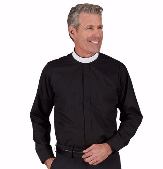 Clergy Shirt-Long Sleeve-Neckband-Black (16 x 34/35)