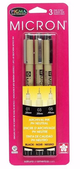 Pen-Pigma Micron Set-Black (3 Pc Assorted Nibs)