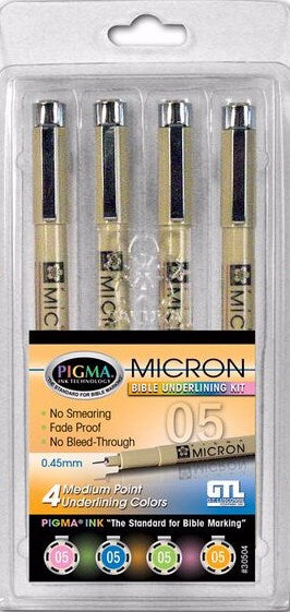 Pen-Pigma Micron (05) MED Point Bible Note Pen (Set Of 4)