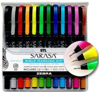 Zebra Sarasa Bible Marking Kit (Set Of 12 Colors)