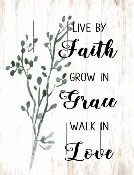 Rustic Pallet Art-Live By Faith (9 x 12)