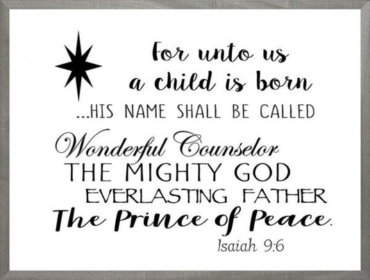 Framed Art-Prince Of Peace-Isaiah 9:6 (8 X 10) (Farmhouse Art)