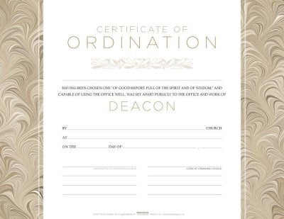 Certificate-Ordination-Deacon (5.5" x 3.5") (Pack Of 6)