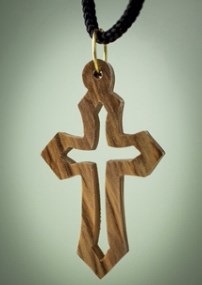 Pendant-Olive Wood Cutout Cross (2")