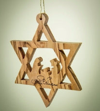 Ornament-Olive Wood-Star Of David With Nativity (3")