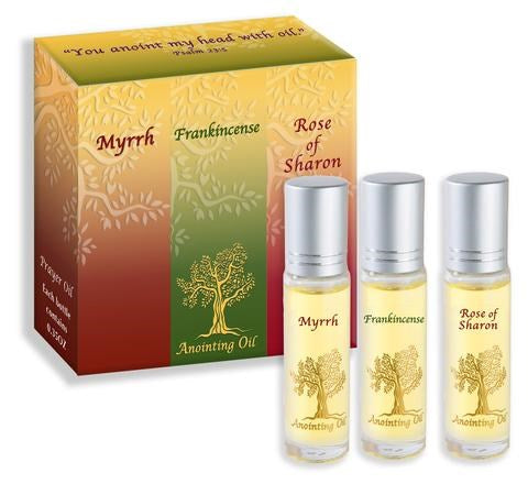 Anointing Oil-Set of Three Oils-Frankincense  Myrrh And Rose Of Sharon (#61205)