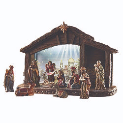 Nativity Set w/Lighted Stable (11 Pc)