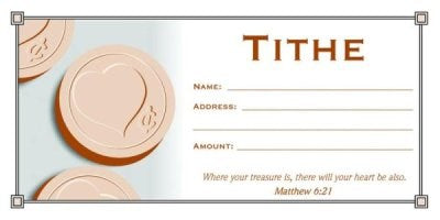 Offering Envelope-Tithe w/Heart (Matthew 6:21) (Pack Of 100)