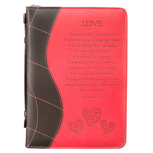 Bible Cover-Trendy Luxleather-Love-XLG-Pink/Black