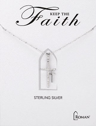 Necklace-Double Cross (18") (Carded)