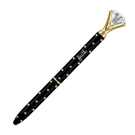 Pen-Metallic Gem-Faith-Black/Gold Dot