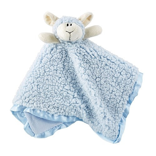 Blankie-Cuddle Bud-Lamb-Satin Trimmed-Blue (18 x 18)