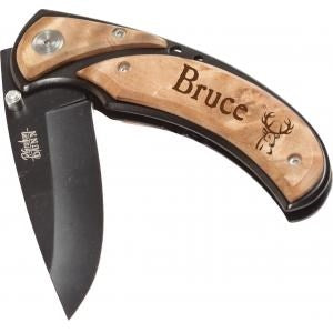 Engravable Wood Pocket Knife w/Clip