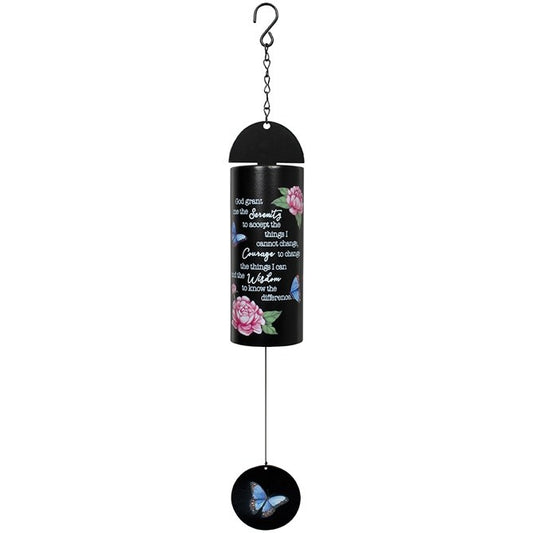 Wind Chime-Cylinder Sonnet-Slate Garden-Serenity Prayer-Black (22")