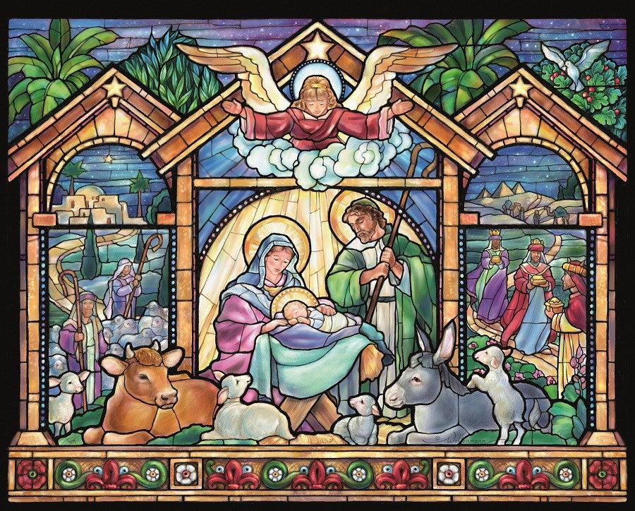 Jigsaw Puzzle-Stained Glass Nativity (1000 Pieces)