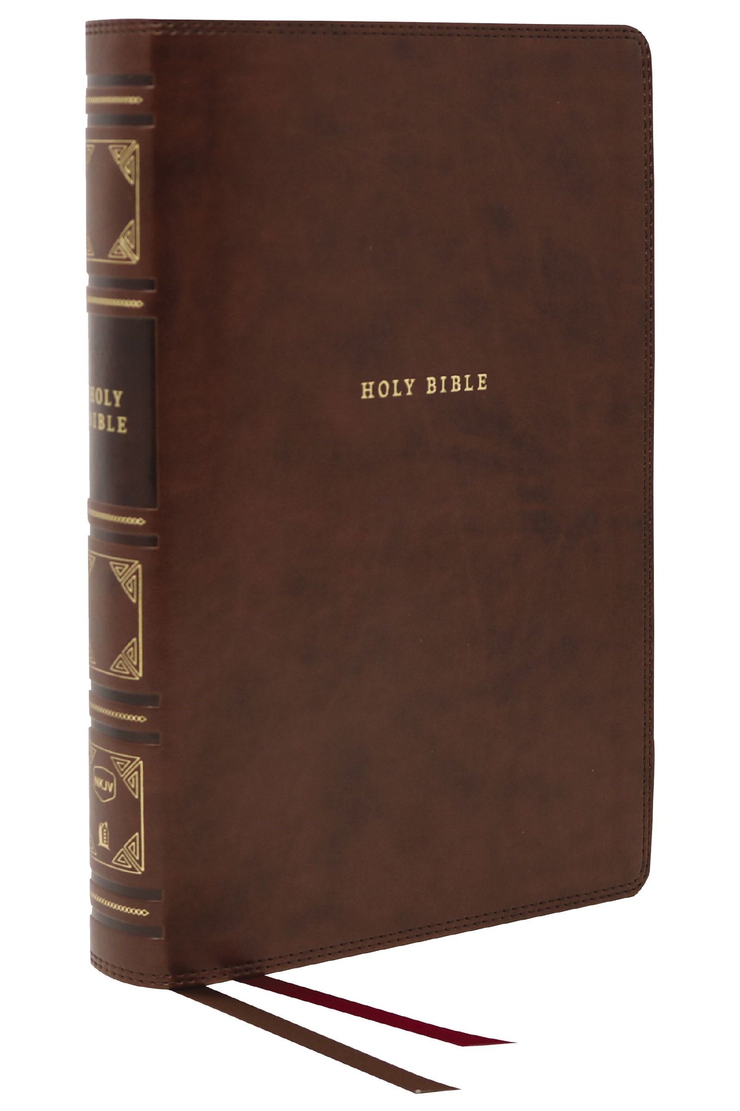 NKJV Center-Column Reference Bible (Comfort Print)-Brown Leathersoft Indexed