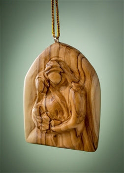 Ornament-Olive Wood-Arched With Holy Family (3")