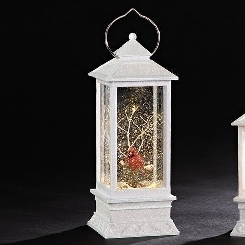 Lantern-LED Swirl Lantern w/Cardinal (10.75")