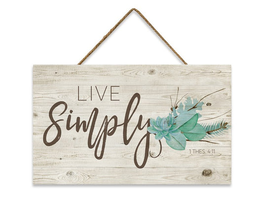 Wall Art-Live Simply/Rustic Rope Hanger (9 1/2" x 15 3/4")