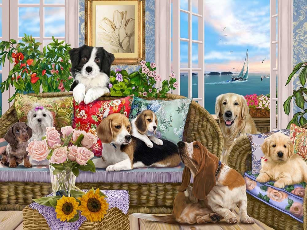 Jigsaw Puzzle-Dogs On The Sofa (550 Pieces)