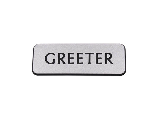 Badge-Contemporary-Greeter-Silver/Black-Magnetic Back