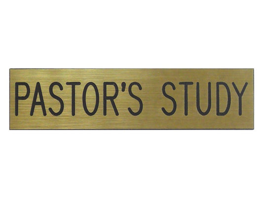 Sign-Pastor's Study-Adhesive Back-Formica-Gold/Black