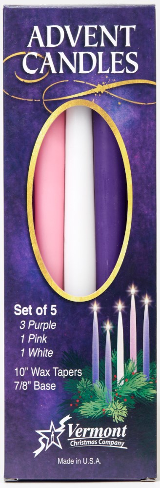 Advent Candle Set-3 Purple/1 Pink/1 White (10")