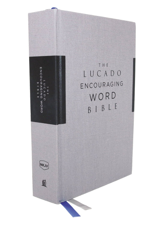 NKJV Lucado Encouraging Word Bible (Comfort Print)-Gray Cloth Over Board