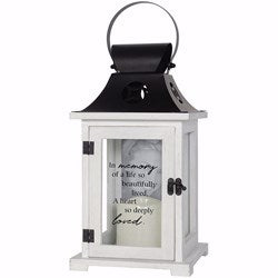 Lantern-In Memory Of w/LED Candle & Timer (13.5" x 6.25" x 6.25")