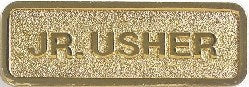 Badge-Jr Usher-Magnetic Back-Brass (2.75" x  .66")