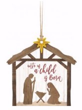 Ornament-Nativity-Unto Us A Child Is Born (3" x 3.25")