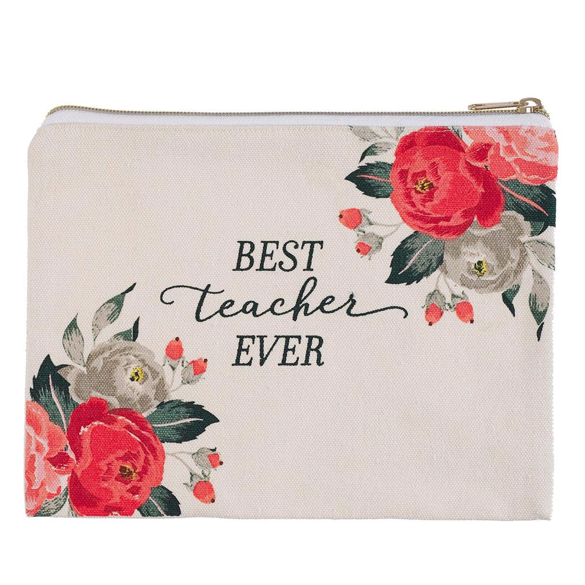 Pouch-Best Teacher-Canvas w/Zipper (7 x 10)