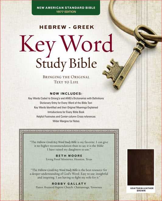 NASB 1977 Hebrew-Greek Key Word Study Bible-Brown Genuine Goatskin Leather