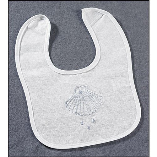 Baptismal Bib-Large Embroidered Shell (Pack Of 12)