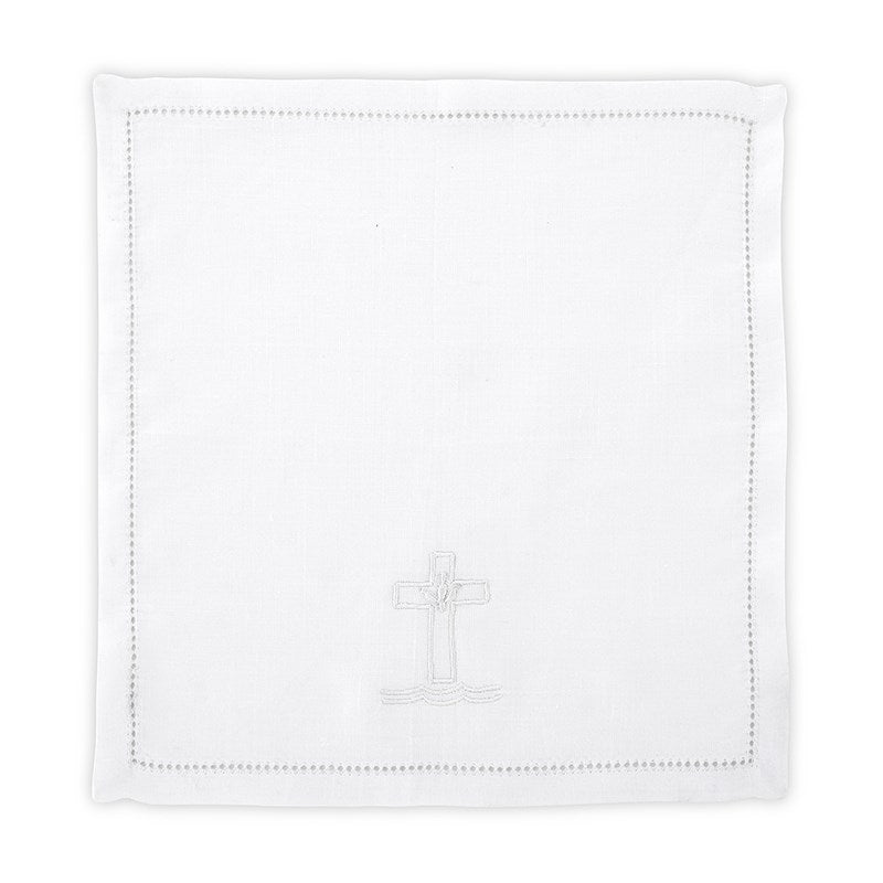 Baptismal Napkin-Embroidered Cross & Dove (Pack Of 4)