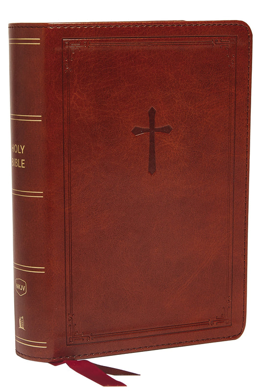 NKJV Compact Reference Bible (Comfort Print)-Brown Leathersoft