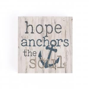 Tabletop Decor-Block Party-Hope Anchors-Hebrews 6:19 (3.5 x 3.5)